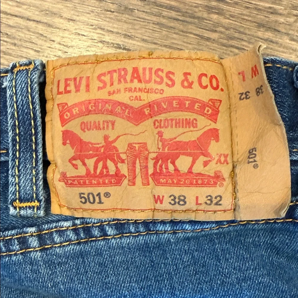 501 Levi's Men's Blue Straight-Leg Denim Jeans W38 L32